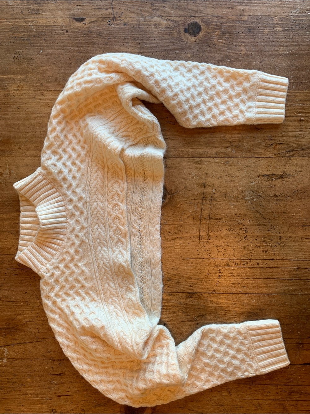 Astr Cream Cable-Knit Crewneck Sweater